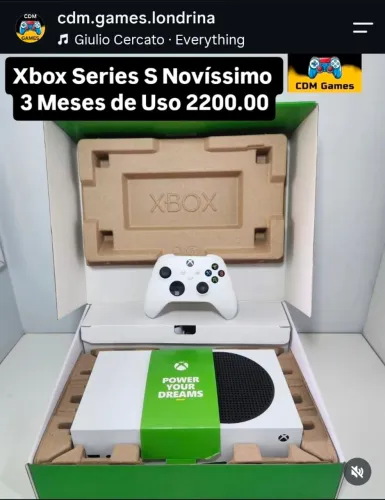 Xbox SeriesS Novíssimo, só 3 Meses de Uso 2200.00 - 3M Garantia