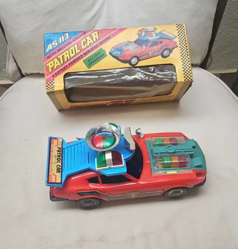 Brinquedo Antigo Patrol Car Asahi (ATC) Anos 70 - Funcionando + Caixa