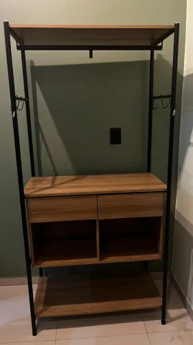 Guarda Roupa Solteiro Closet Paris 2 Gavetas Preto/Demolição - Artefamol (SemiUsado)