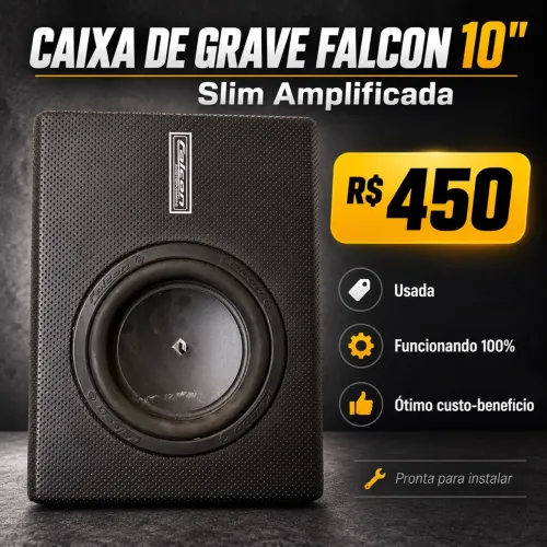 Caixa de Grave Falcon 10? Slim Amplificada - 200W RMS