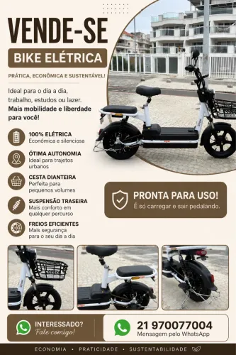 Bike Elétrica Semi Nova + Cesta | Ótimo Estado