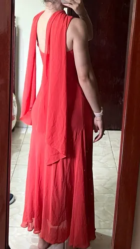 Vestido longo vintage laranja