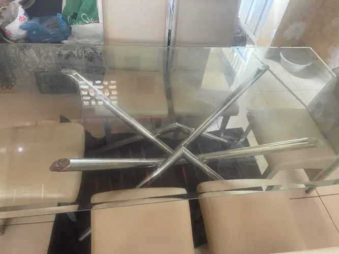 Mesa Inox e vidro (Jacaúna Decorações)