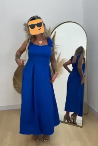 VESTIDO PLUS SIZE LAÇO AZUL