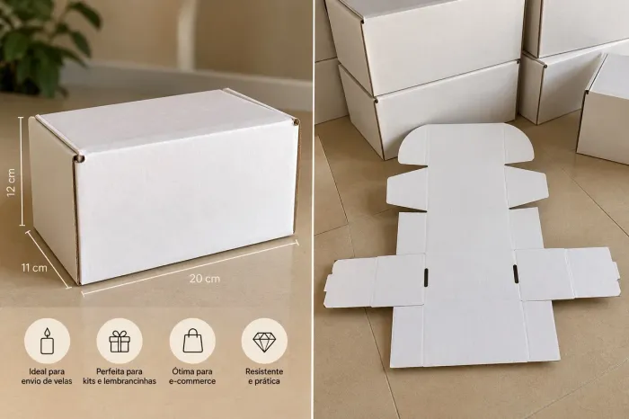 Caixas de Papelão Brancas Novas 20x11x12cm