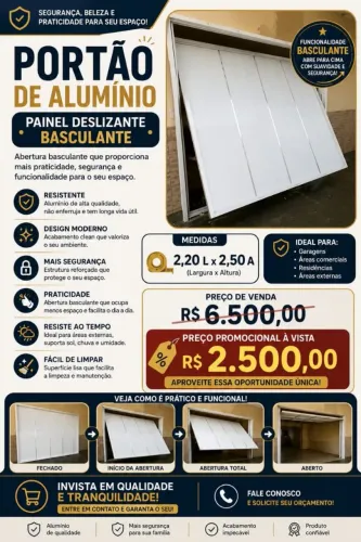 PORTÃO DE GARAGEM EM ALUMINIO BRANCO