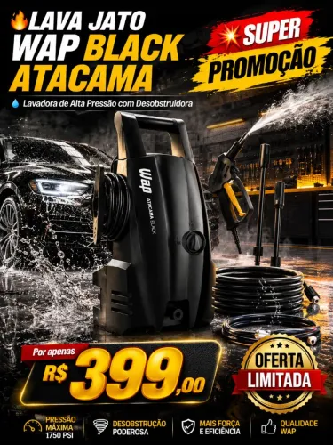 Lavadora de alta pressão lava jato Wap Black Atacama nova promoção hoje entrego 