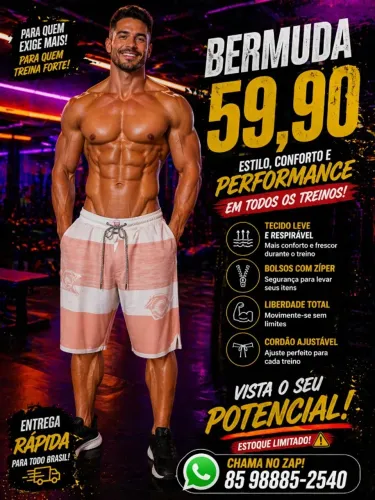 bermuda fitness com super desconto 
