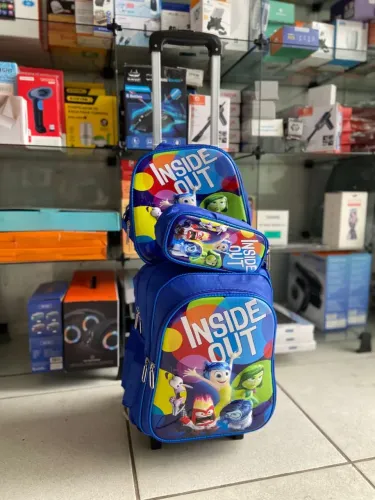 Kit Escolar Mochila com Rodinhas, Lancheira Térmica e Estojo - Divertida Mente