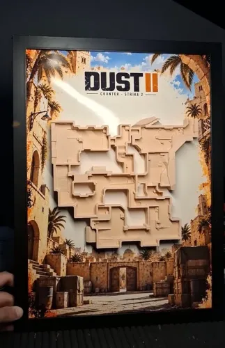 Quadro decorativo Híbrido impressão e 3D CS Dust 2