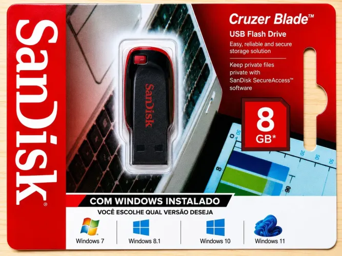 Pendrive 8GB com Windows Instalado - Pronto para Uso!