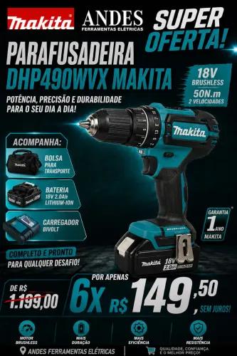 Parafusadeira makita DHP490 nova preço imperdível 