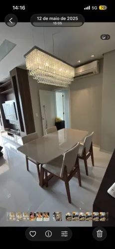 Mesa de jantar + 4 cadeiras | Dinâmica | Tampo de Vidro Bege