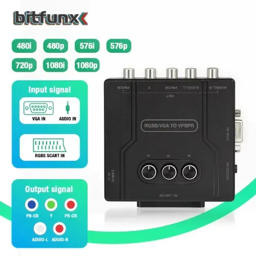 Conversor RGBS/SCART/VGA para YPbPr BitFunx - Retro Gaming PS1 PS2 Saturn Dreamcast