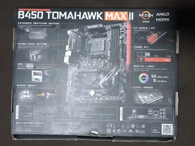 Placa Mãe Msi B450 Tomahawk Max Am4 cor preta