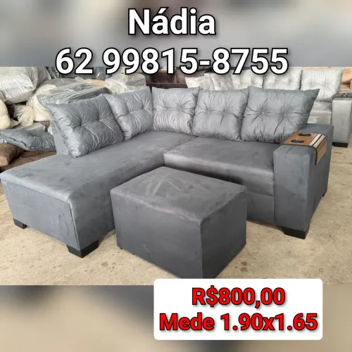 Sofá cinza mede 1.90x1.65