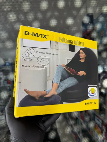 Poltrona Inflável B-MAX com Descanso de Pés + Bomba de Enchimento