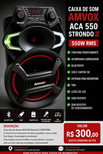 Caixa de som Amvox 550W Strondo II