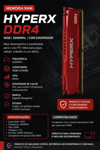 Memória ram 16gb hyperx