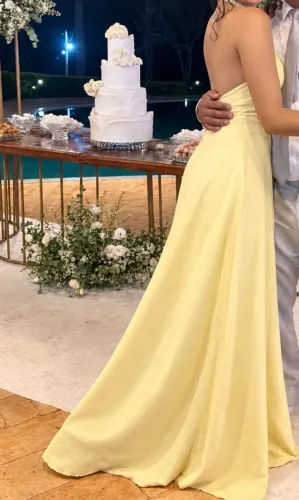 VESTIDO FESTA AMARELO MANTEIGA