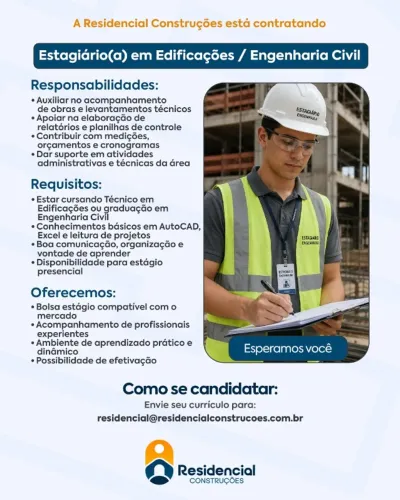Estágio para Edificações e Engenharia Civil