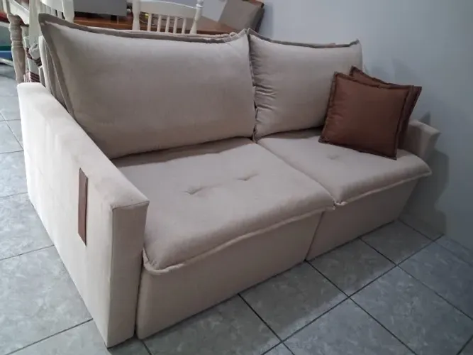 Sofá-cama retrátil reclinável sem caixaria 3 lugares SEMINOVO