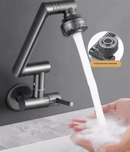 Torneira de Parede Dobrável Articulada 360° em Metal Premium - Dourada