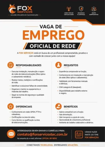 VAGA PARA TÉCNICO COM EXPERIÊNCIA 