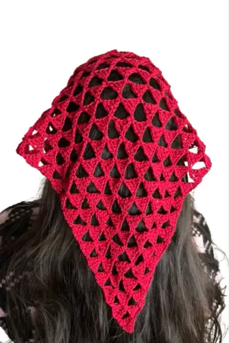 Bandana Vermelha em Crochê Acessório