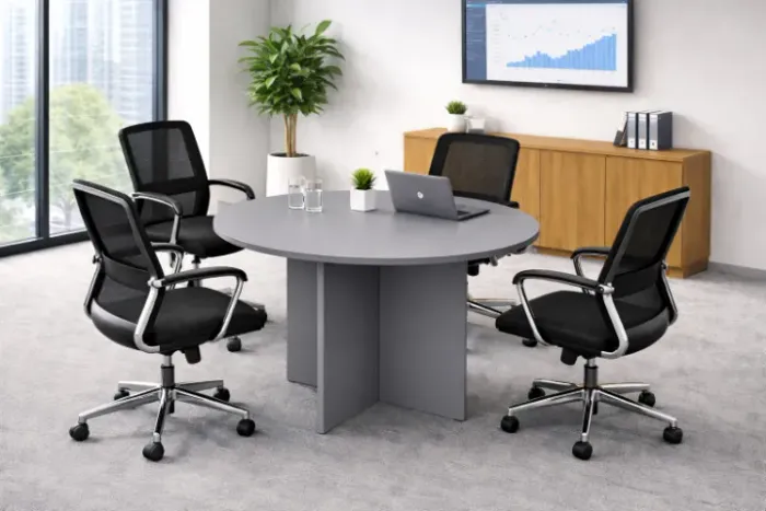 Mesa de Reunião Redonda Escritório 0,75x1,20cm (CINZA) FAZEMOS ENTREGAS!