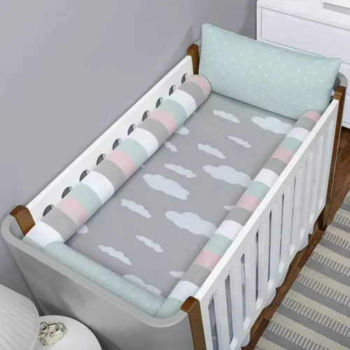 Kit berço tricot modelo nuvens