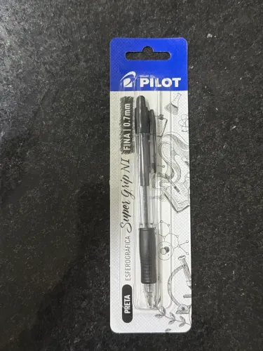 CANETA ESFEROGRÁFICA PRETA 0.7MM/Fina - pilot super grip