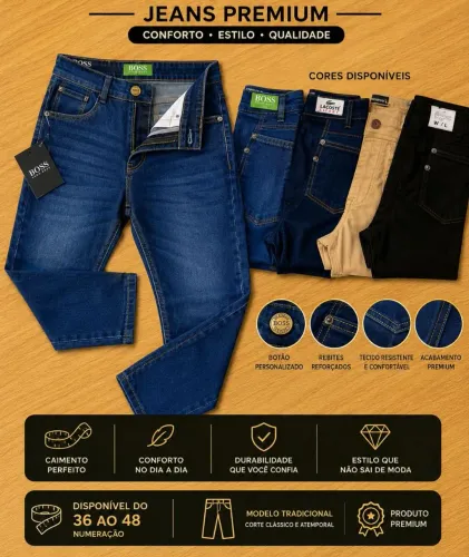 Calça jeans preta modelo premium 