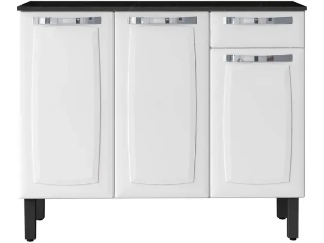 Balcão de Cozinha com Tampo Itatiaia Aço 3 Portas 1 Gaveta Rose