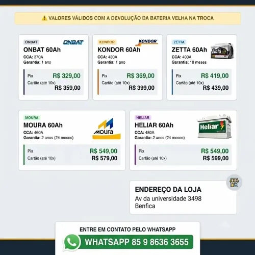 As Melhores Marcas de Baterias Estão Aqui