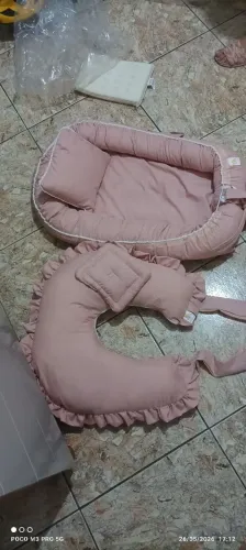 Kit bebê ninho redutor almofada amamentação e capa de bebê conforto