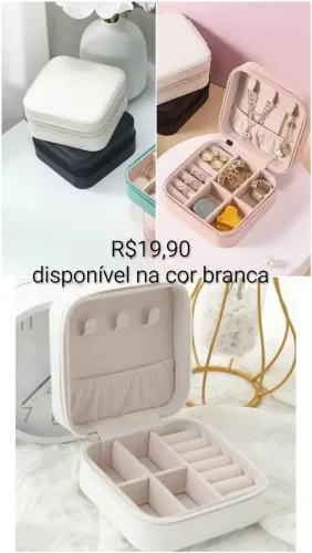 Mini porta jóias flanelado cor branca. Retire em mãos ou por app de entrega