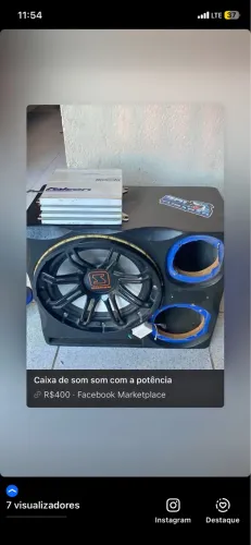 Caixa com fone e uma potência