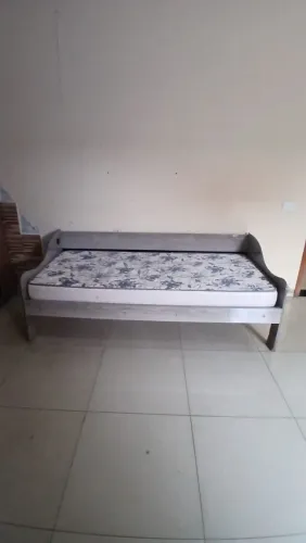 Bicama solteiro cinza com colchão gazin D33 0.88 largura