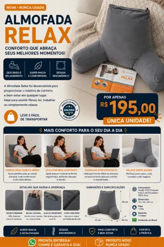 ? Almofada Ortopédica Relaxante (Encosto com Braços) - Higienizada!