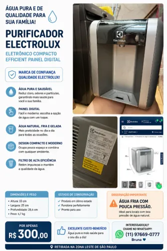 PURIFICADOR DE ÁGUA ELECTROLUX PE11X 