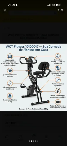 Bicicleta Ergométrica Vertical Dobrável Exercicio Para Perna Cor Preto
