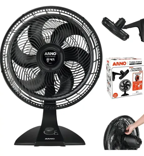 Ventilador de Mesa Arno Turbo Force 2 em 1 Silencioso de 40cm, Preto 220v