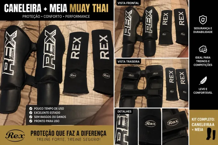 Kit Caneleira + Meia de Muay Thai Rex - Excelente Estado