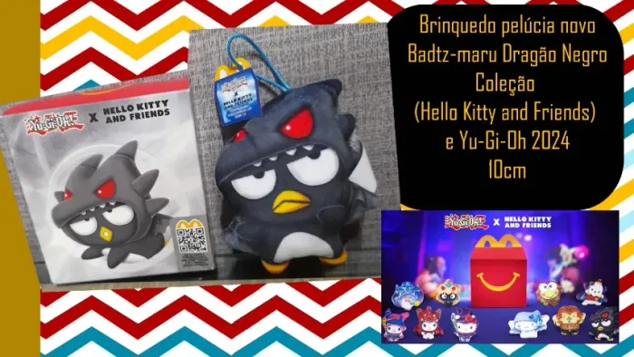 Brinquedo pelúcia novo Badtz-maru Dragão Negro Coleção (Hello Kitty and Friends) e Yu-Gi