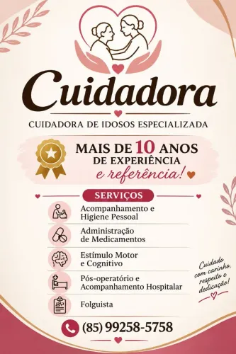 Cuidadora de Idosos | Casa e Hospitalar