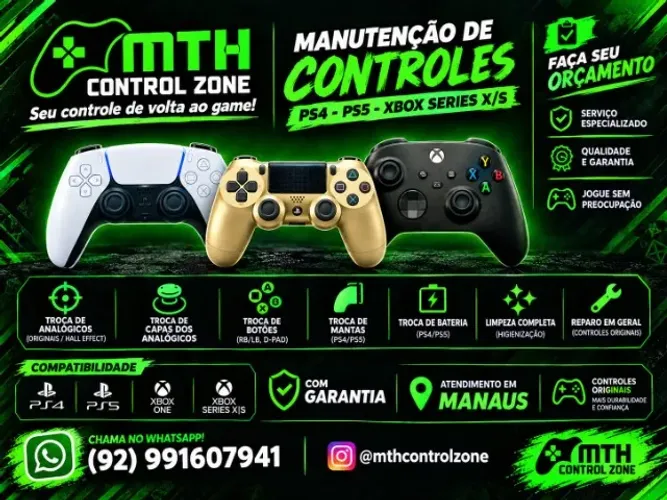 Manutenção de Controles: PS4 | PS5 | XBOX SERIES X/S