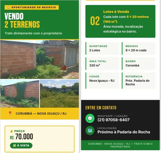 Vendo terreno em Corumbá em Nova Iguaçu RJ