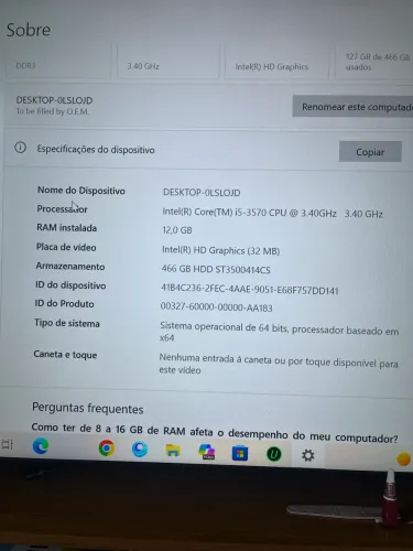 Pc computador I5 12 RAM placa h61