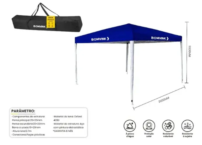 Tenda Dobrável 3x3m Barraca Praia